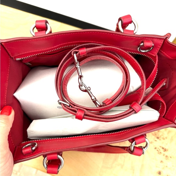 Coach Red Crossbody Crosby Carryall Leather Tote - Picture 3 of 8